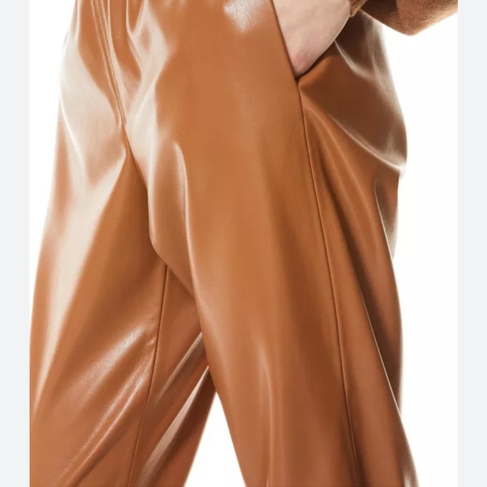 Alice + Olivia - Vegan Leather Joggers in Camel - size Small - EUC - Picture 3 of 13